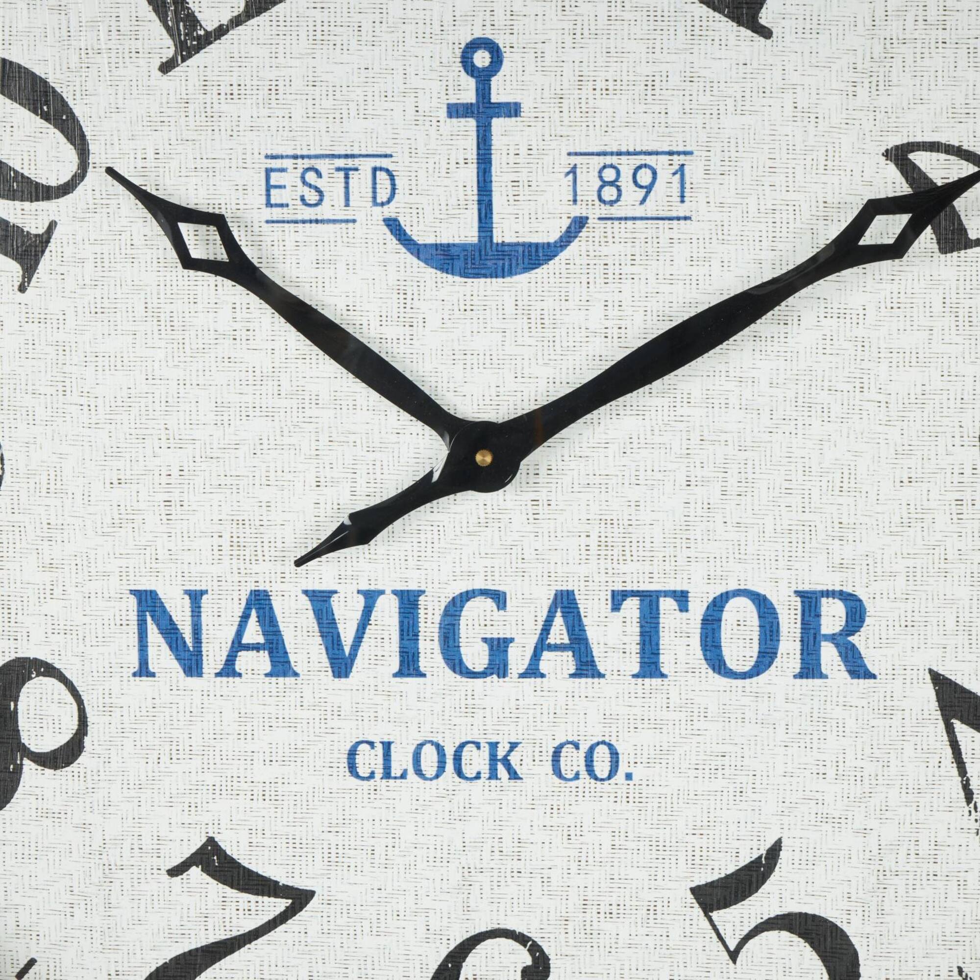 33" White & Blue Wood & Rope Ship Wheel Decorative Wall Clock